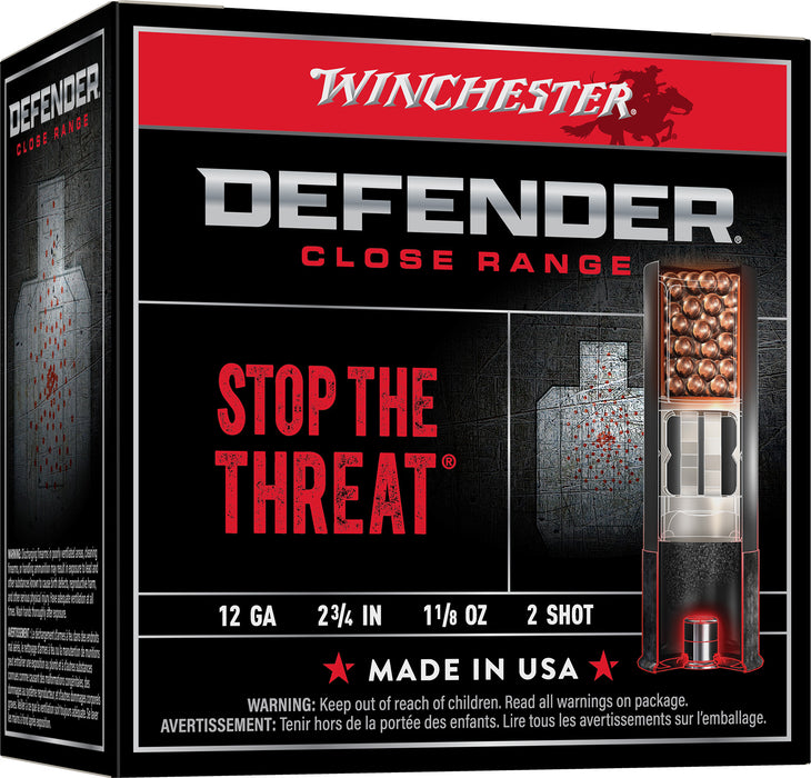 Winchester Ammo S122PD25 Defender  12 Gauge 2.75" 1 1/8 oz 1145 fps 2 Shot 25 Bx/10 Cs