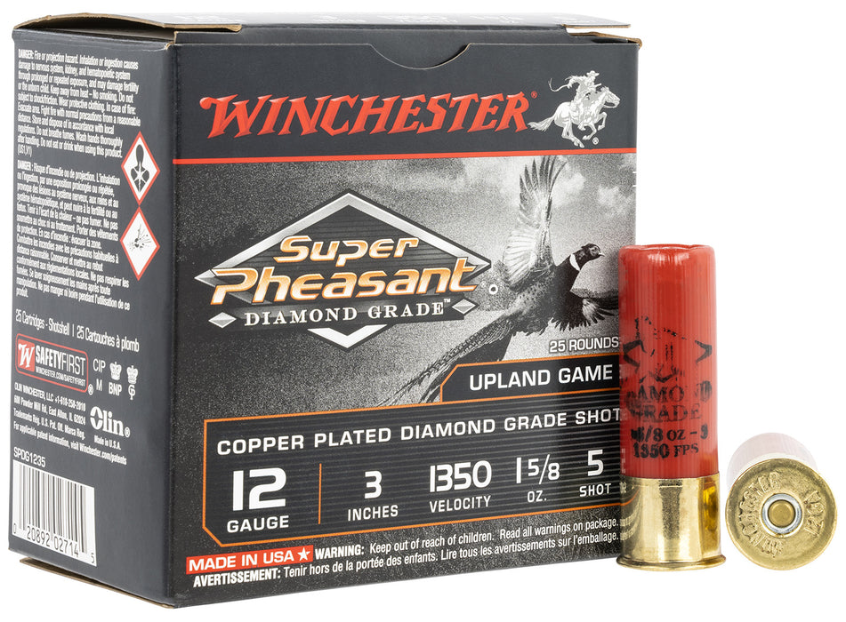 Winchester Ammo SPDG1235 Super Pheasant Diamond Grade 12 Gauge 3" 1 5/8 oz 1350 fps 5 Shot 25 Bx/10 Cs