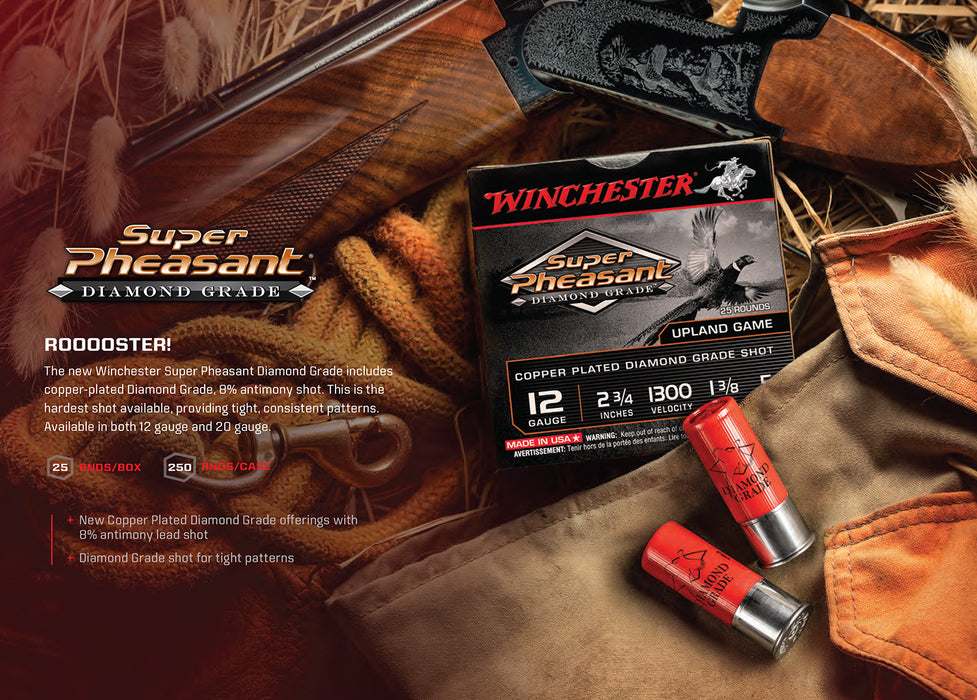 Winchester Ammo SPDG125 Super Pheasant Diamond Grade 12 Gauge 2.75" 1 3/8 oz 1300 fps 5 Shot 25 Bx/10 Cs