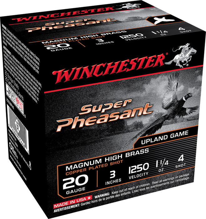 Winchester Ammo X203PH4 Super Pheasant Magnum High Brass 20 Gauge 3" 1 1/4 oz 1250 fps 4 Shot 25 Bx/10 Cs