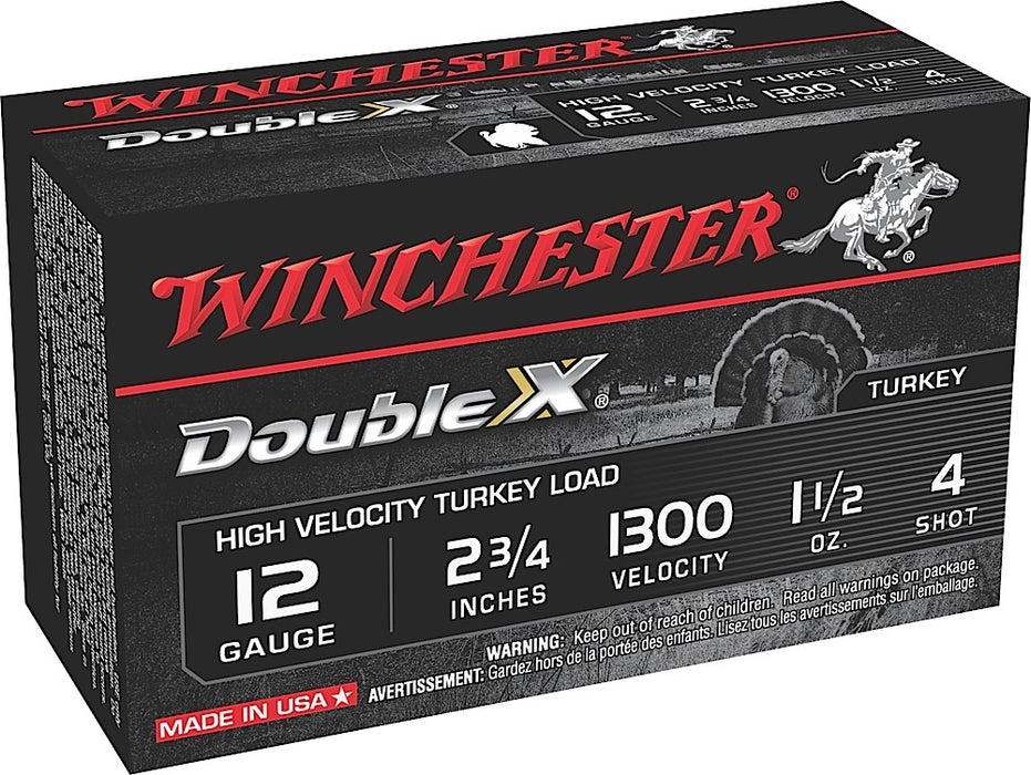 Winchester Ammo STH124 Double X High Velocity Turkey 12 Gauge 2.75" 1 1/2 oz 4 Shot 10 Per Box/10 Cs