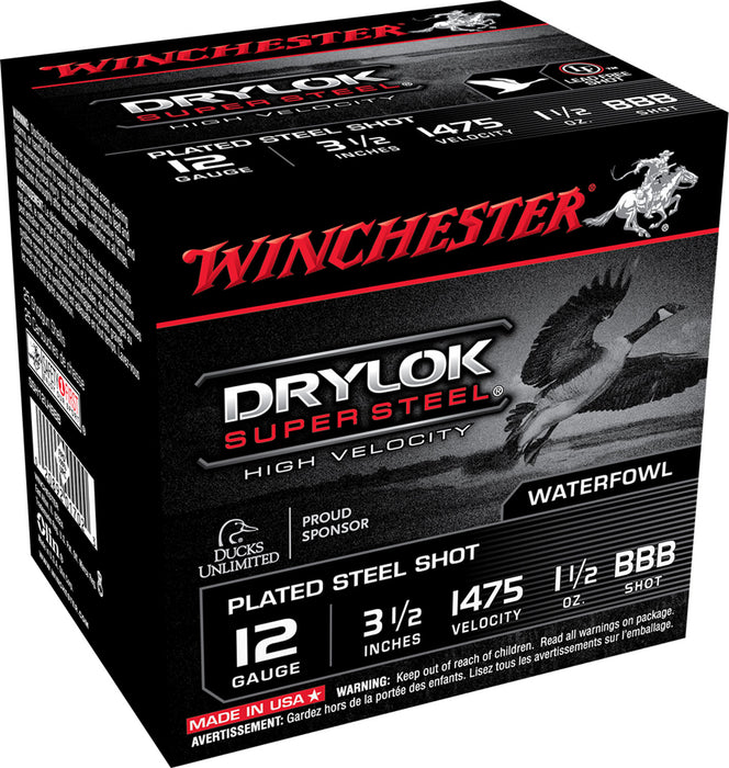 Winchester Ammo SSH12LHBBB DryLock Super  High Velocity 12 Gauge 3.50" 1 1/2 oz 1475 fps BBB Shot 25 Bx/10 Cs