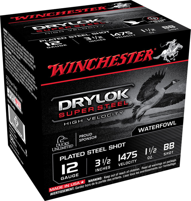 Winchester Ammo SSH12LHBB DryLock Super  High Velocity 12 Gauge 3.50" 1 1/2 oz 1475 fps BB Shot 25 Bx/10 Cs