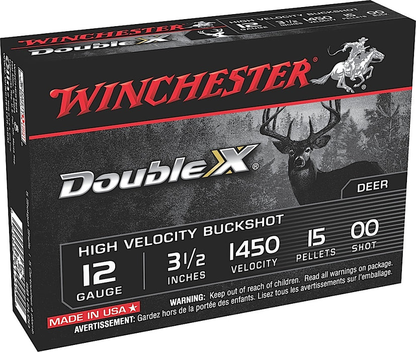 Winchester Ammo SB12L00 Double X High Velocity 12 Gauge 3.50" 15 Pellets 00 Buck Shot 5 Per Box/50 Cs