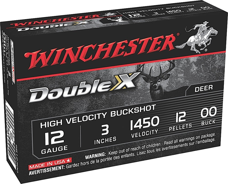 Winchester Ammo SB12300 Double X High Velocity 12 Gauge 3" 12 Pellets 00 Buck Shot 5 Per Box/50 Cs