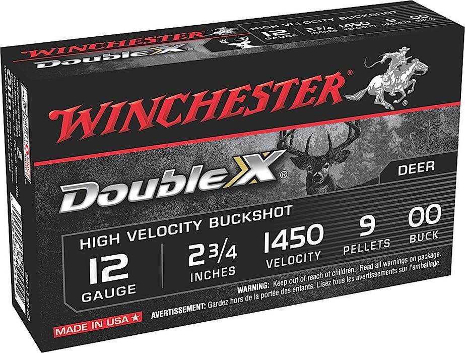 Winchester Ammo SB1200 Double X High Velocity 12 Gauge 2.75" 9 Pellets 00 Buck Shot 5 Per Box/50 Cs