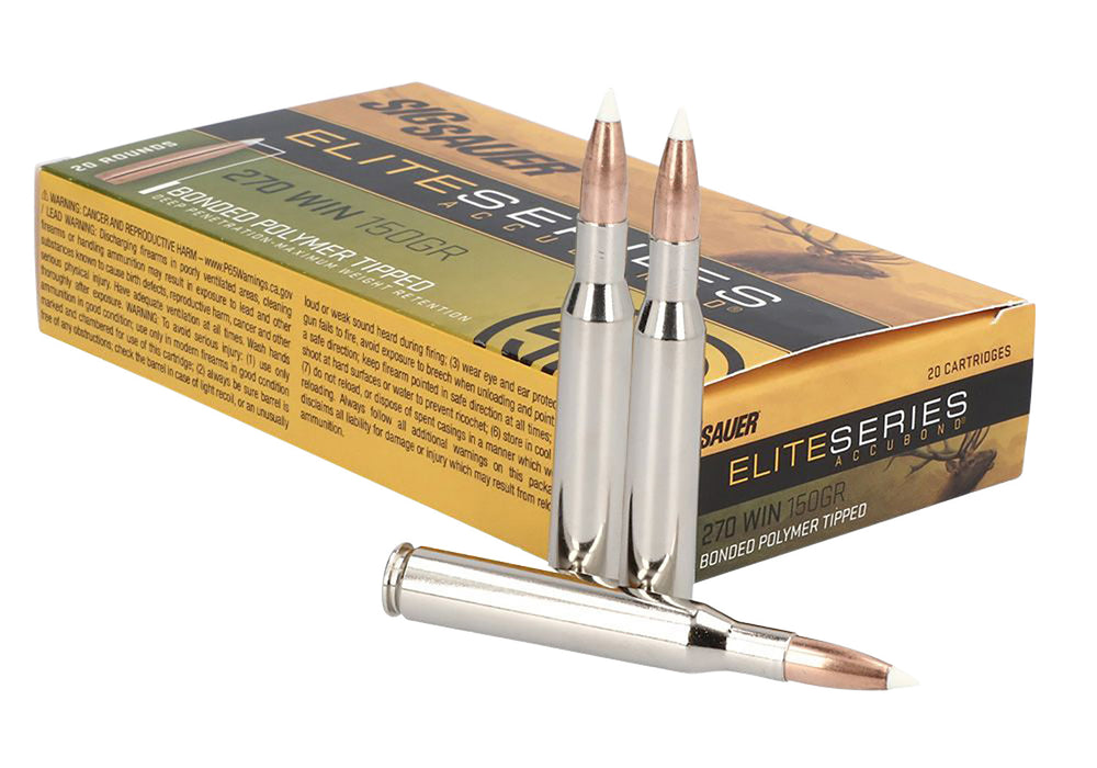 Sig Sauer E270AB15020 Elite Hunting  270 Win 150 gr 2860 fps Nosler AccuBond 20 Bx/10 Cs