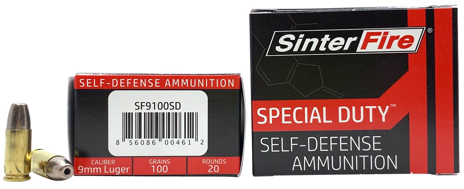 SinterFire Inc SF9100SD Special Duty (SD)  9mm Luger 100 gr Lead Free Frangible Hollow Point 20 Bx/10 Cs