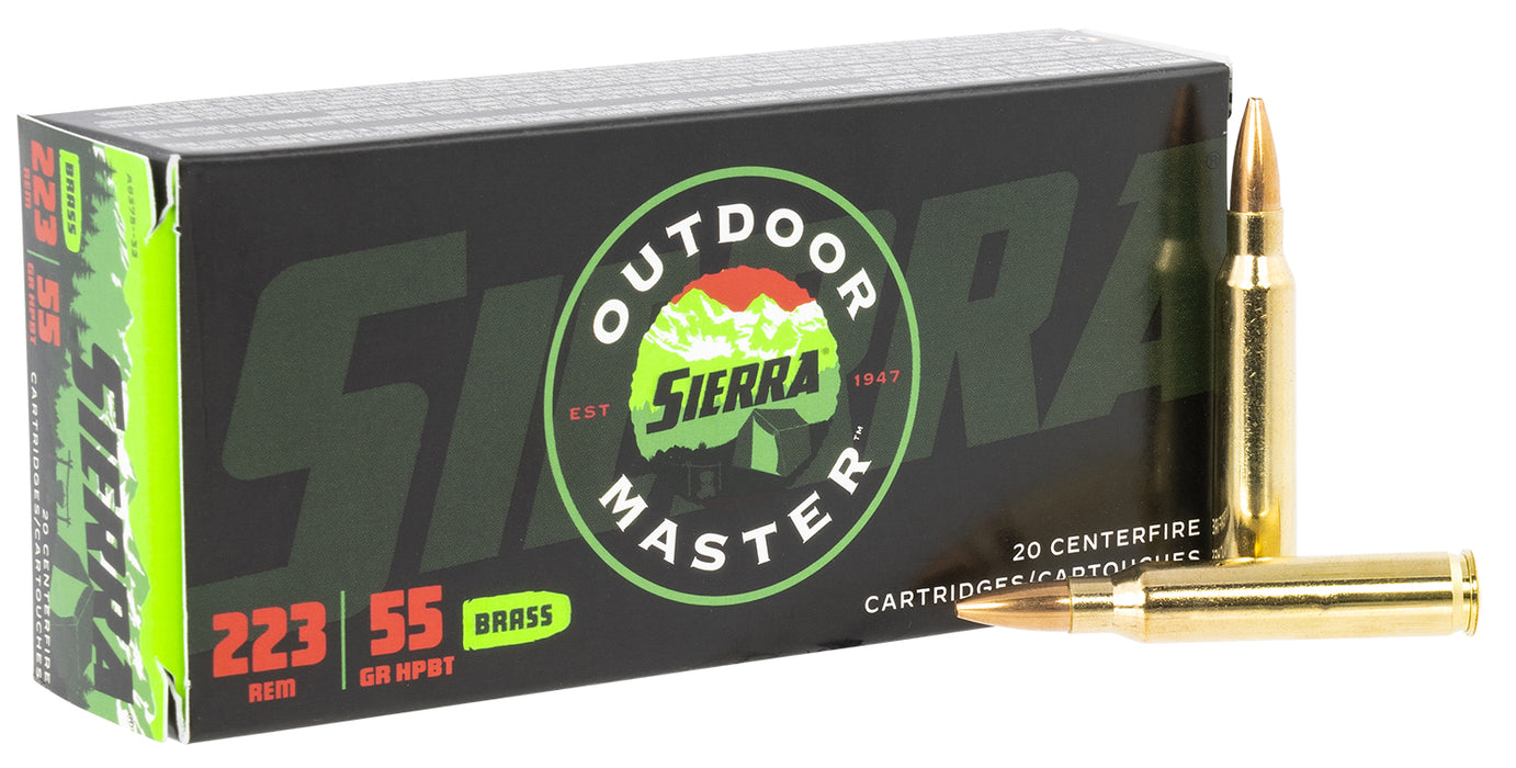 Sierra A937532 Outdoor Master  223 Rem 55 gr 3240 fps Hollow Point Boat-Tail (HPBT) 20 Bx/10 Cs