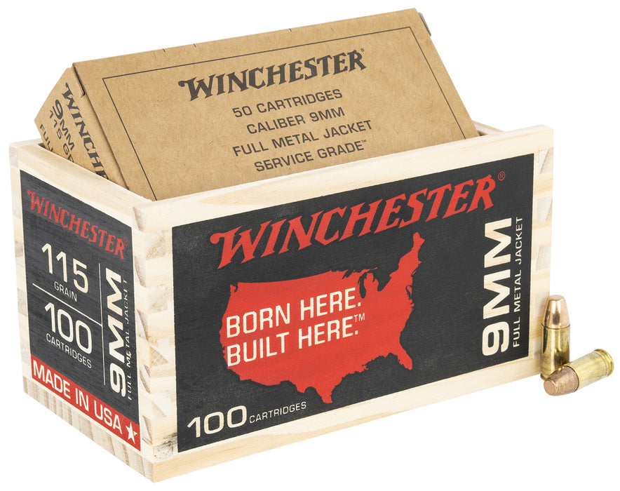 Winchester Ammo USA9WB USA  9mm Luger 115 gr Full Metal Jacket Flat Nose (FMJFN) 100 Bx/6 Cs