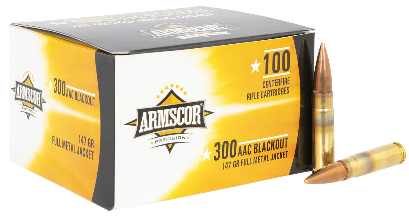 Armscor 50446 Precision Value Pack 300 Blackout 147 gr Full Metal Jacket (FMJ) 100 Per Box/12 Cs