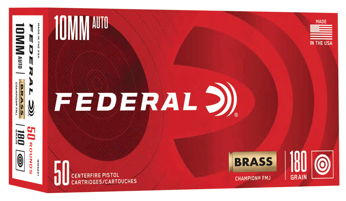 Federal WM5221 Champion Training  10mm Auto 180 gr Full Metal Jacket (FMJ) 50 Per Box/20 Cs