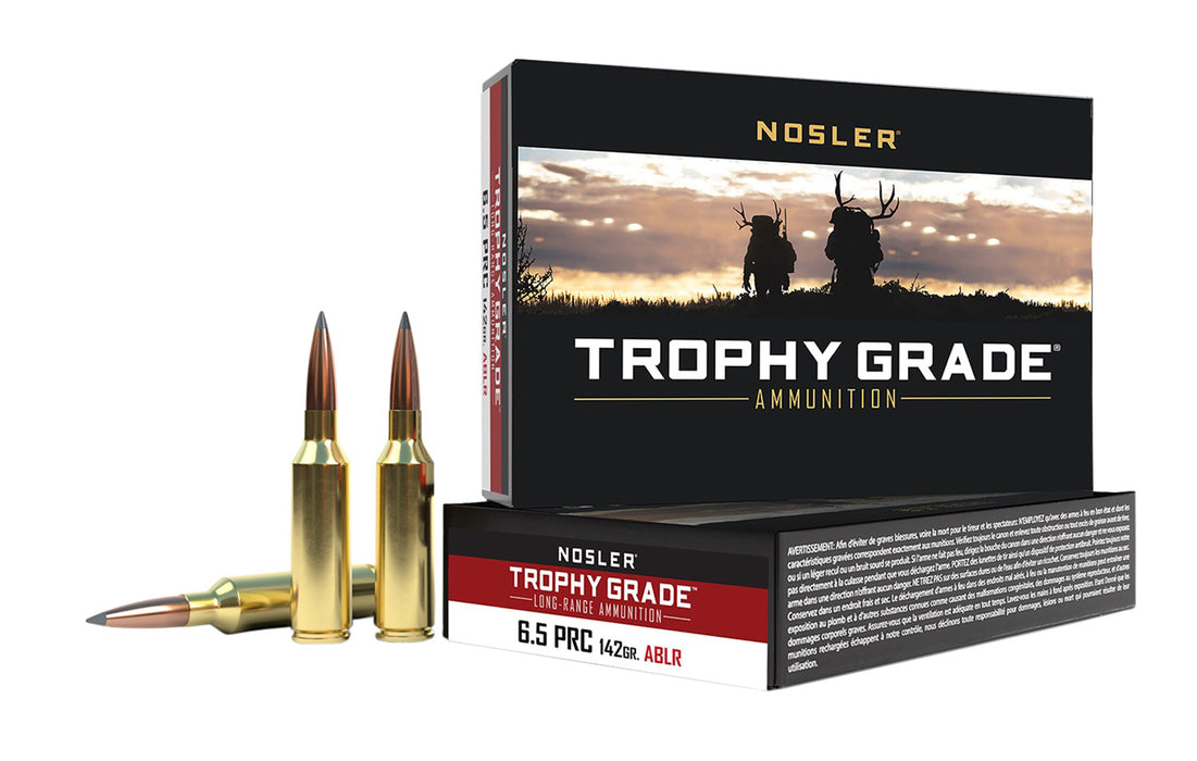 Nosler 61232 Trophy Grade Long-Range  6.5 PRC 142 gr 2900 fps Nosler Spitzer AccuBond-Long Range (SABLR) 20 Bx/10 Cs