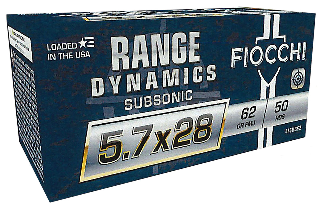 Fiocchi 57SUB62 Range Dynamics  5.7x28mm 62 gr Full Metal Jacket (FMJ) 50 Bx/10 Cs