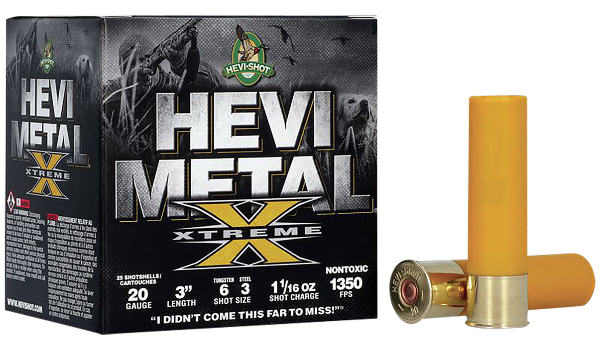 HEVI-Shot HS39206 Metal Xtreme Hevi-Metal 20 Gauge 3" 1 1/16 oz Steel, Tungsten 6 & 3 Shot 25 Per Box/ 10 Cs