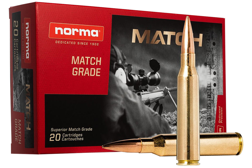 Norma Ammunition 10185442 Dedicated Precision Golden Target Match .338 Lapua Magnum 250 gr Hollow Point Boat-Tail (HPBT) 20 Per Box/ 10 Cs