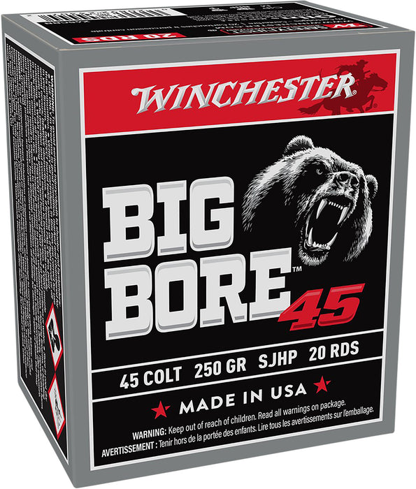 Winchester Ammo X45CBB Big Bore Hunting 45 Colt (LC) 250 gr Semi-Jacketed Hollow Point (SJHP) 20 Per Box/ 10 Cs