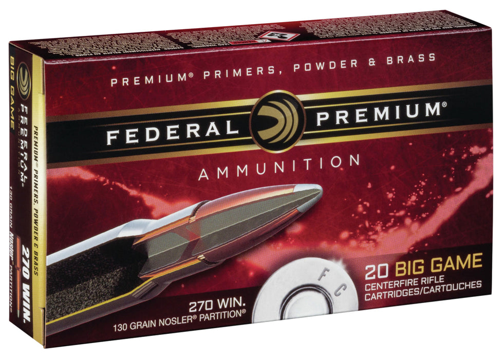 Federal P270P Premium  270 Win 130 gr Nosler Partition (NP) 20 Per Box/10 Cs