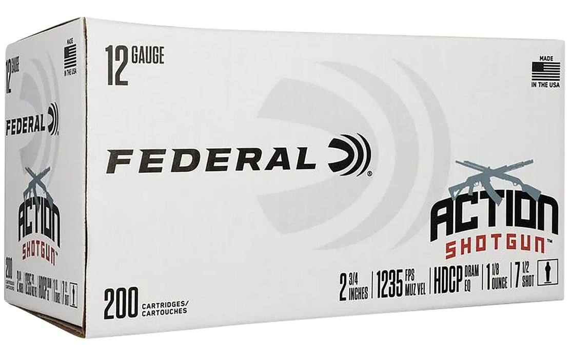 Federal AS12H75 Action Shotgun Target 12 Gauge 2.75" 1 1/8 oz 7.5 Shot 200 Per Box/ 1 Cs