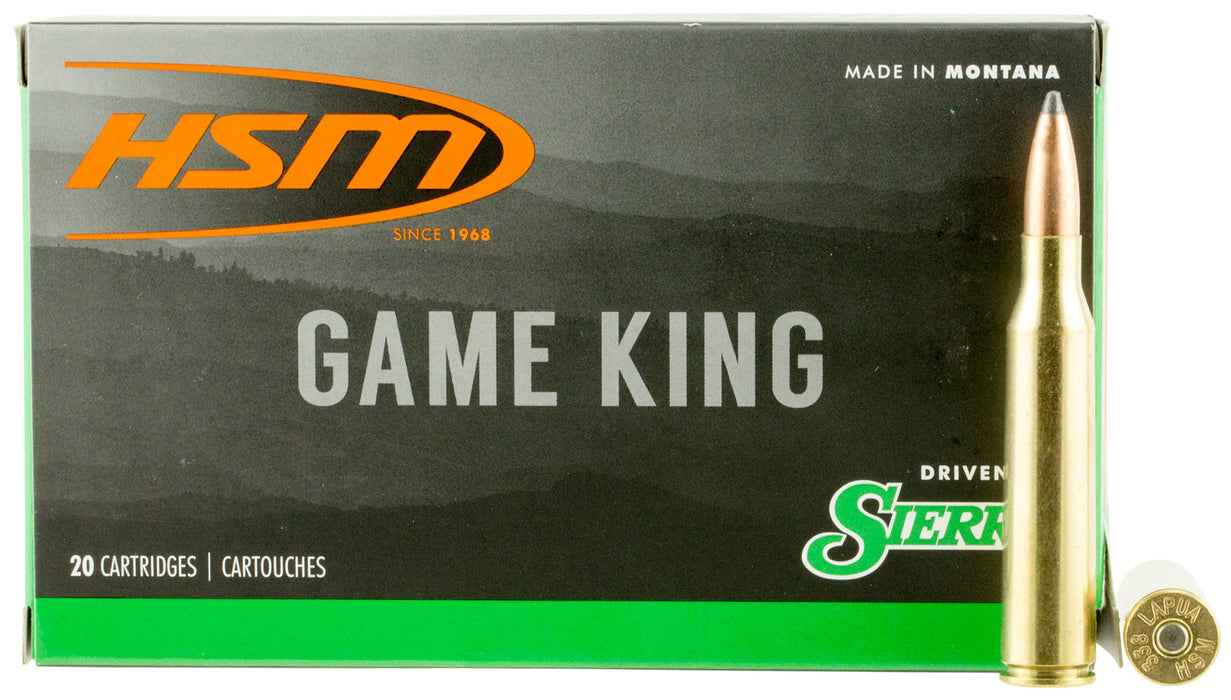 HSM 338LAPUA14N Game King  338 Lapua Mag 215 gr Sierra GameKing Spitzer Boat-Tail (SGSBT) 20 Per Box/20 Cs