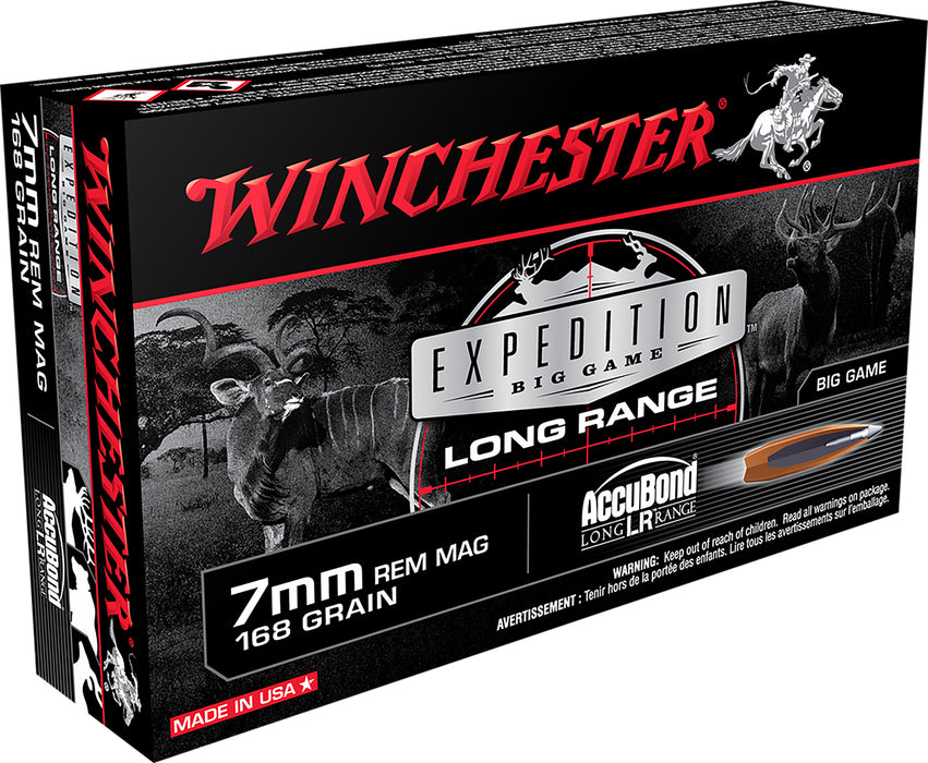 Winchester Ammo S7LR Expedition Big Game Long Range 7mm Rem Mag 168 gr Nosler AccuBond Long-Range 20 Per Box/10 Cs