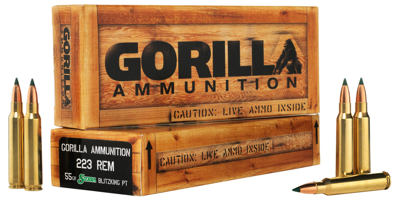 Gorilla Ammo GA22355SBK Gorilla Match  223 Rem 55 gr Sierra BlitzKing 20 Per Box/10 Cs