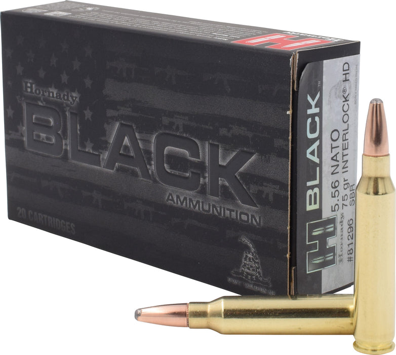 Hornady 81296 Black  5.56x45mm NATO 75 gr InterLock Heavy Duty 20 Per Box/ 10 Cs