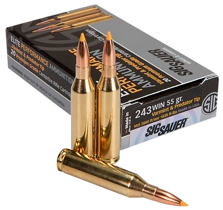 Sig Sauer E243V120 Elite Hunting Varmint & Predator 243 Win 55 gr 3880 fps Extreme Expansion Tip (EET) 20 Bx/10 Cs