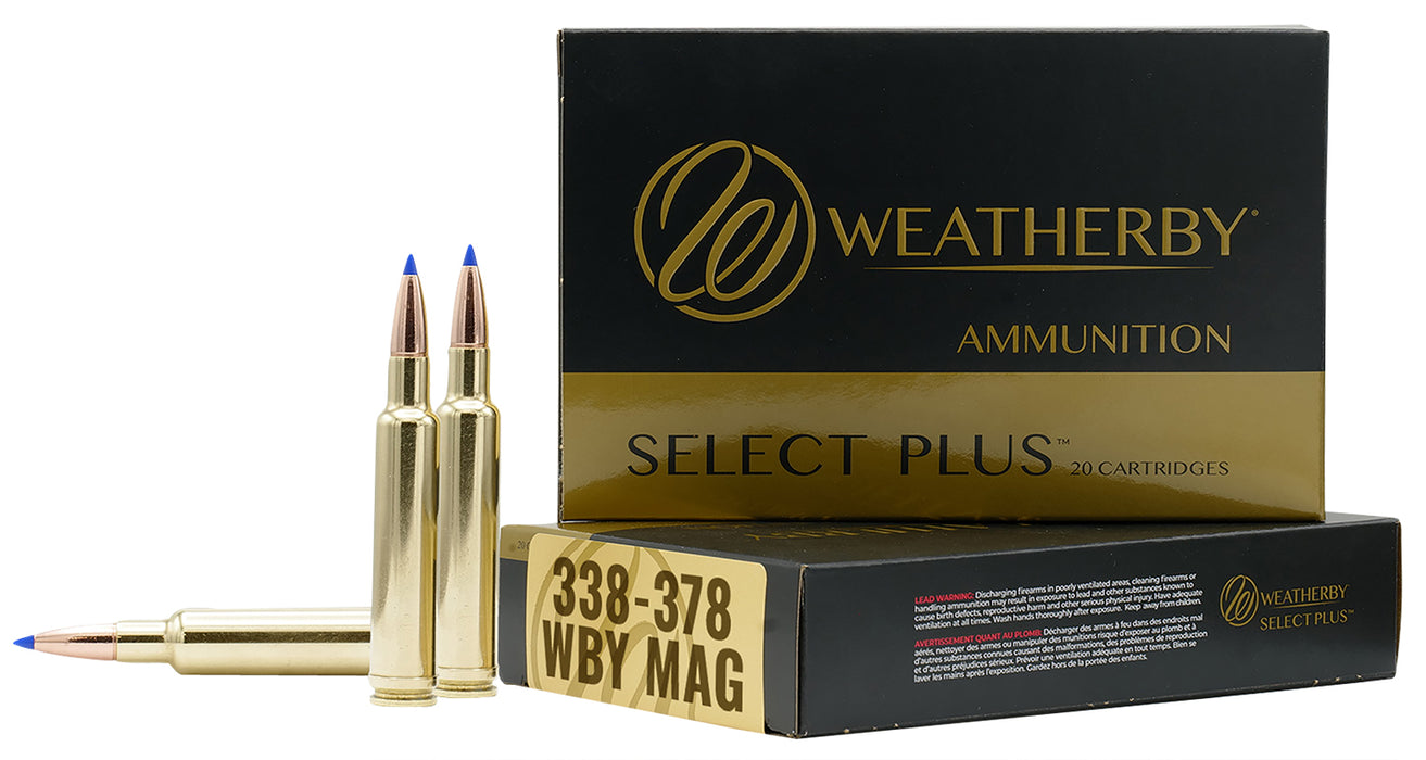 Weatherby B333225TTSX Select Plus  338-378 Wthby Mag 225 gr 3180 fps Barnes Tipped TSX Lead Free 20 Bx/10 Cs