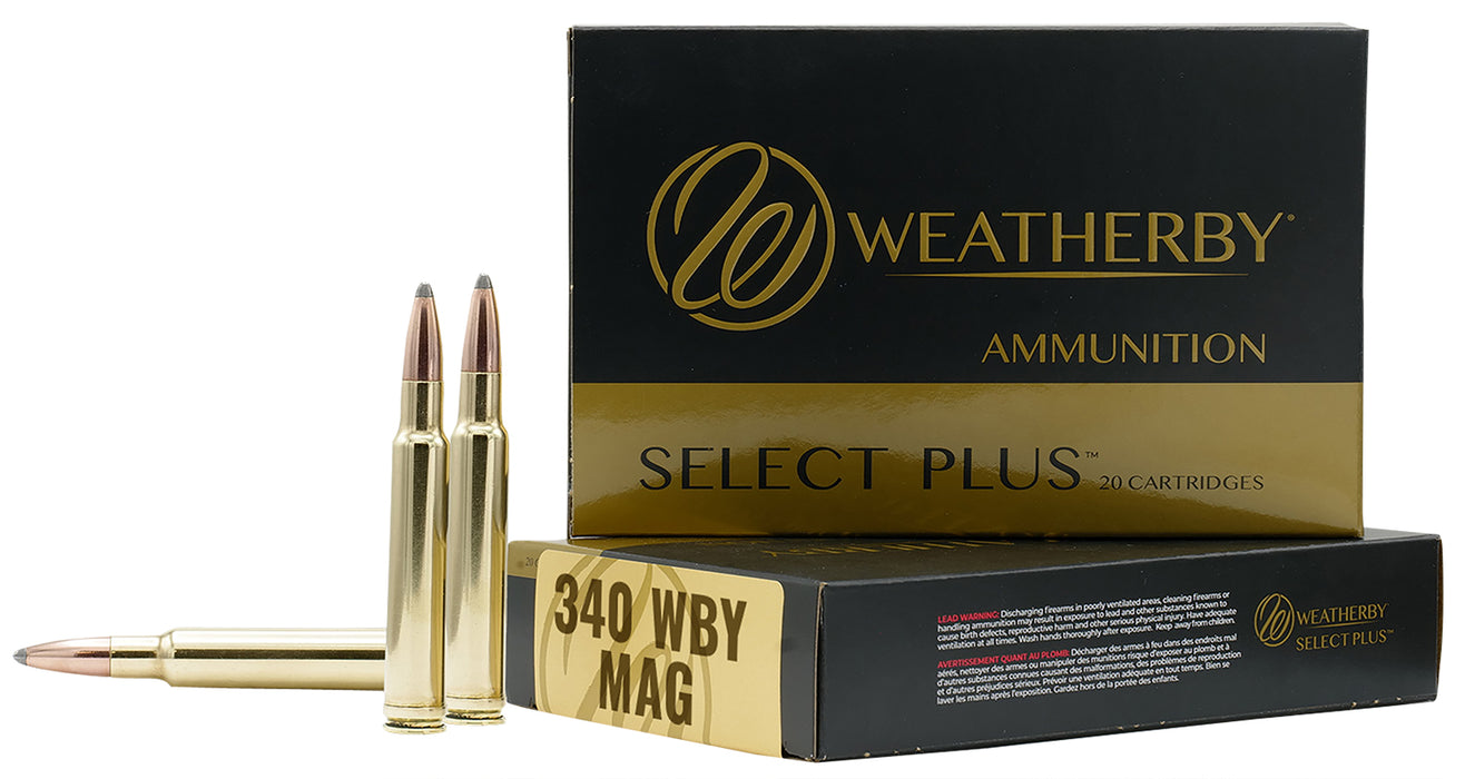 Weatherby B340225TTSX Select Plus  340 Wthby Mag 225 gr 2970 fps Barnes Tipped TSX Lead Free 20 Bx/10 Cs