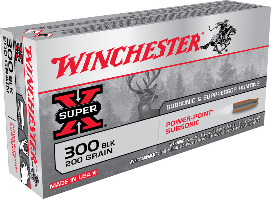 Winchester Ammo X300BLKX Super X  300 Blackout 200 gr 1060 fps Power-Point Subsonic 20 Bx/10 Cs