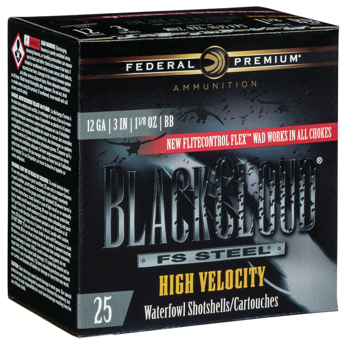 Federal PWBXH143BB Premium Black Cloud FS High Velocity 12 Gauge 3" 1 1/8 oz 1635 fps BB Shot 25 Bx/10 Cs