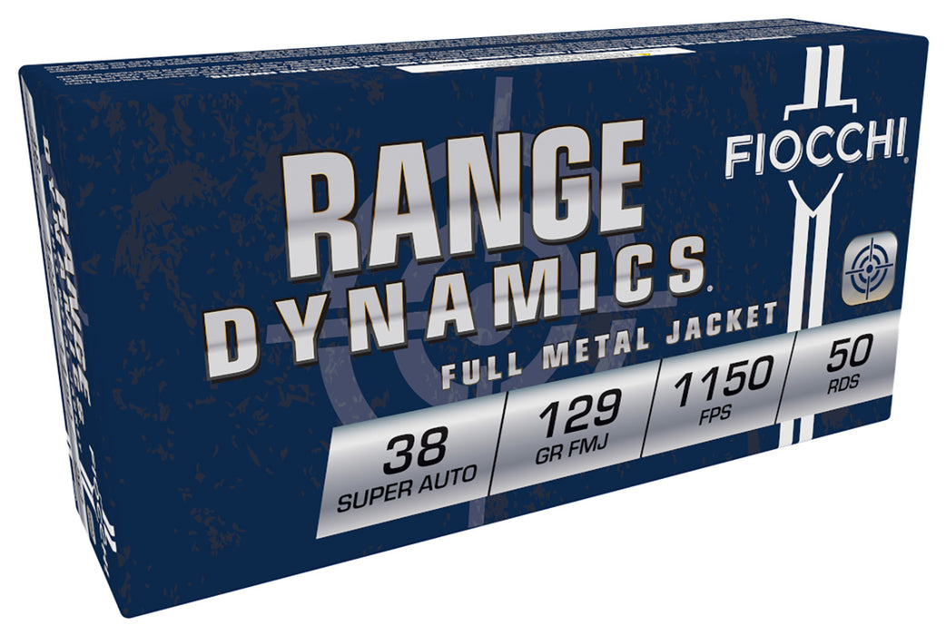 Fiocchi 38SA Range Dynamics  38 Super 129 gr 1150 fps Full Metal Jacket (FMJ) 50 Bx/20 Cs