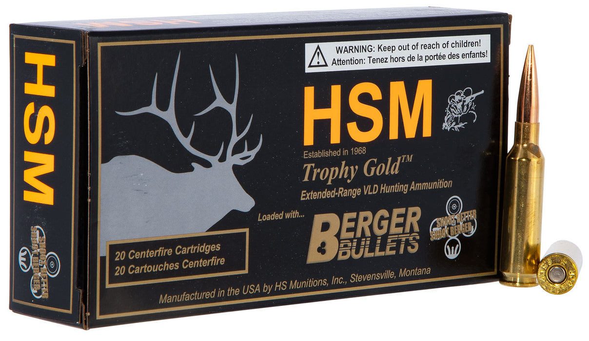 HSM 65CREEDMOOR140VLD Trophy Gold  6.5 Creedmoor 140 gr 2780 fps Berger Hybrid Tactical Open Tip Match (BHTOTM) 20 Bx/20 Cs