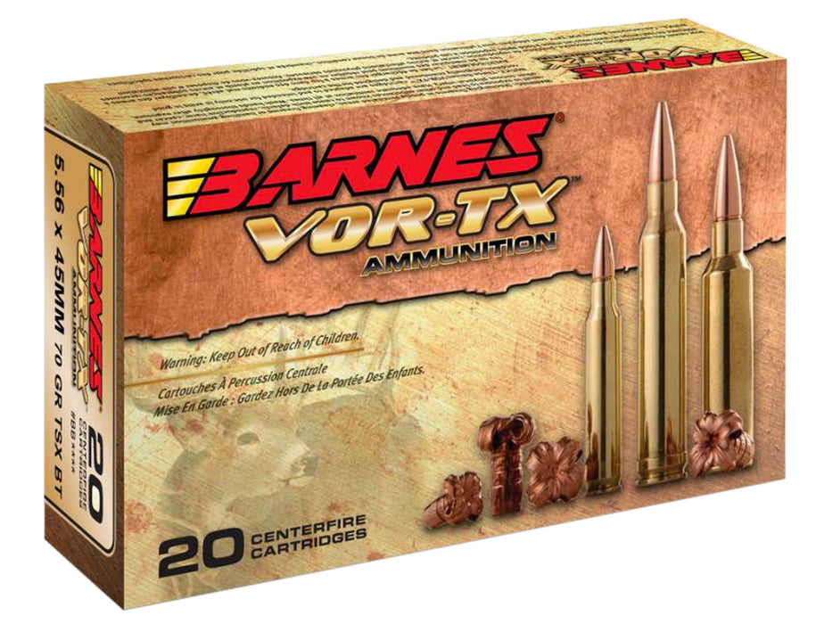 Barnes Bullets 31191 VOR-TX  5.56x45mm NATO 70 gr TSX Boat-Tail 20 Per Box/10 Cs