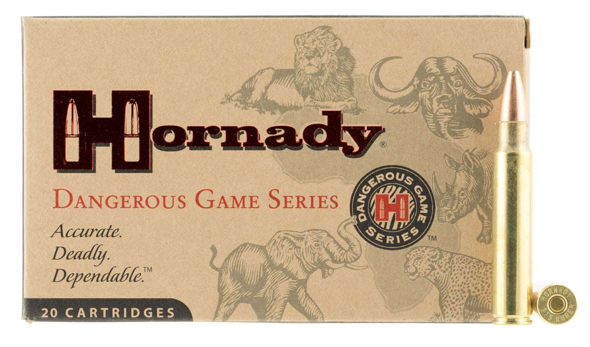 Hornady 8232 Dangerous Game Superformance 375 Ruger 300 gr 2660 fps Dangerous Game Solid (DGS) 20 Bx/6 Cs