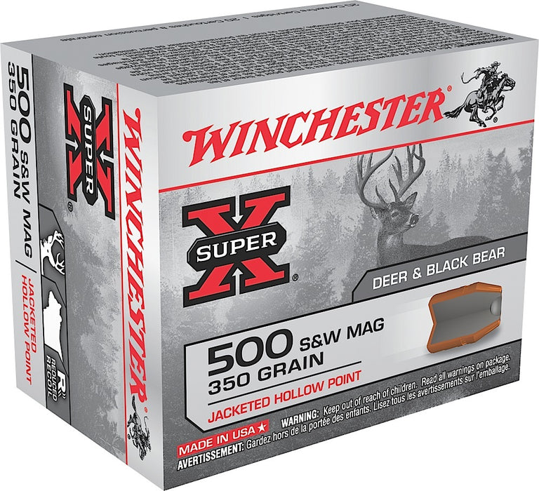 Winchester Ammo X500SW Super X  500 S&W Mag 350 gr Jacketed Hollow Point (JHP) 20 Bx/10 Cs