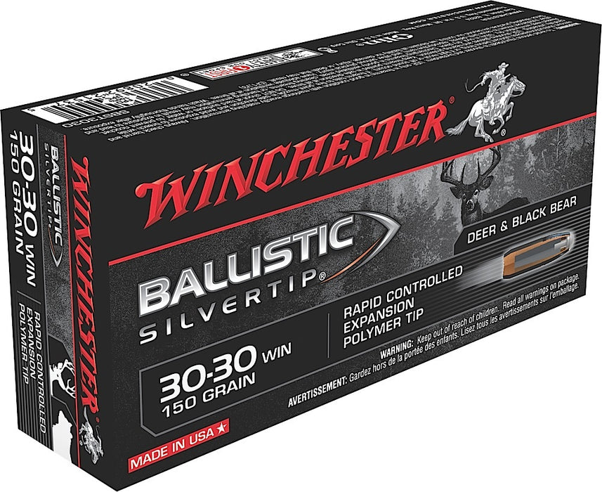 Winchester Ammo SBST3030 Ballistic Silvertip  30-30 Win 150 gr 2390 fps Rapid Controlled Expansion Polymer Tip 20 Bx/10 Cs