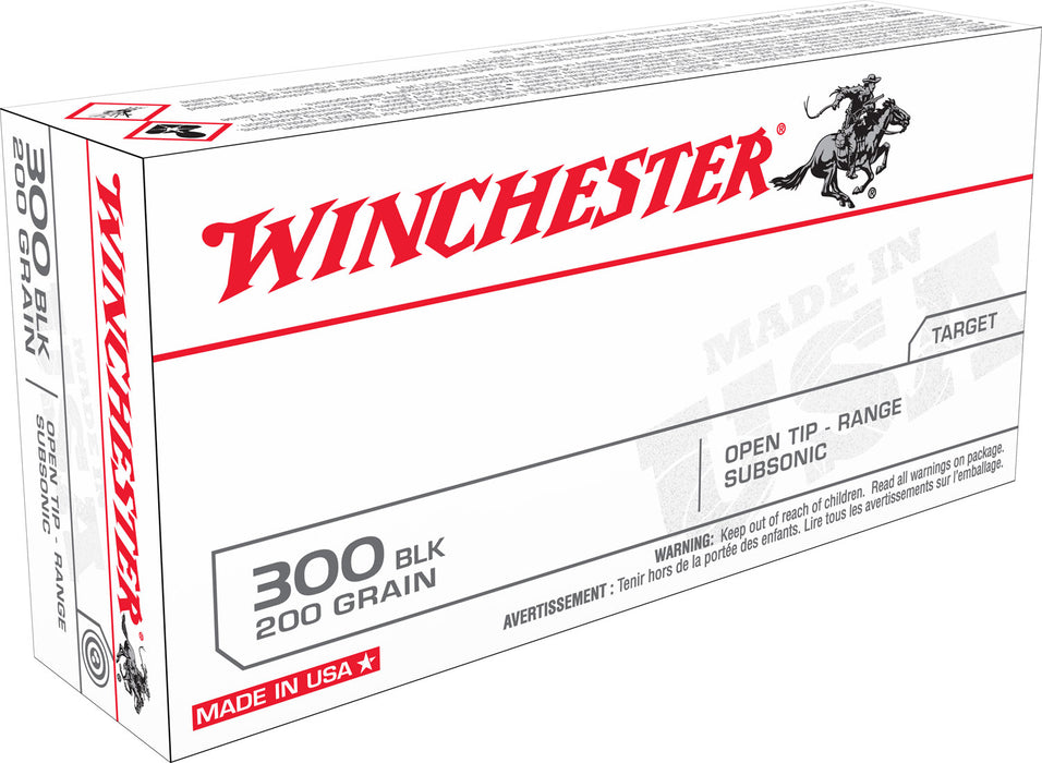 Winchester Ammo USA300BLKX USA  300 Blackout 200 gr 1060 fps Open Tip Range Subsonic 20 Bx/10 Cs