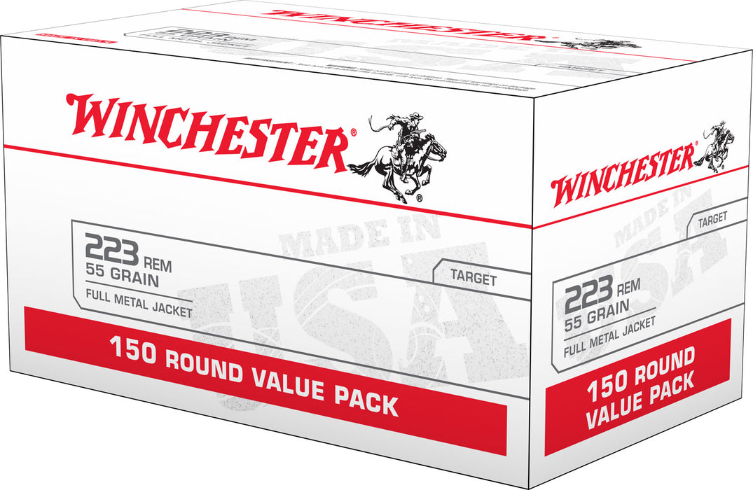 Winchester Ammo W223150 USA  223 Rem 55 gr 3240 fps Full Metal Jacket (FMJ) 150 Bx/4 Cs (Value Pack)