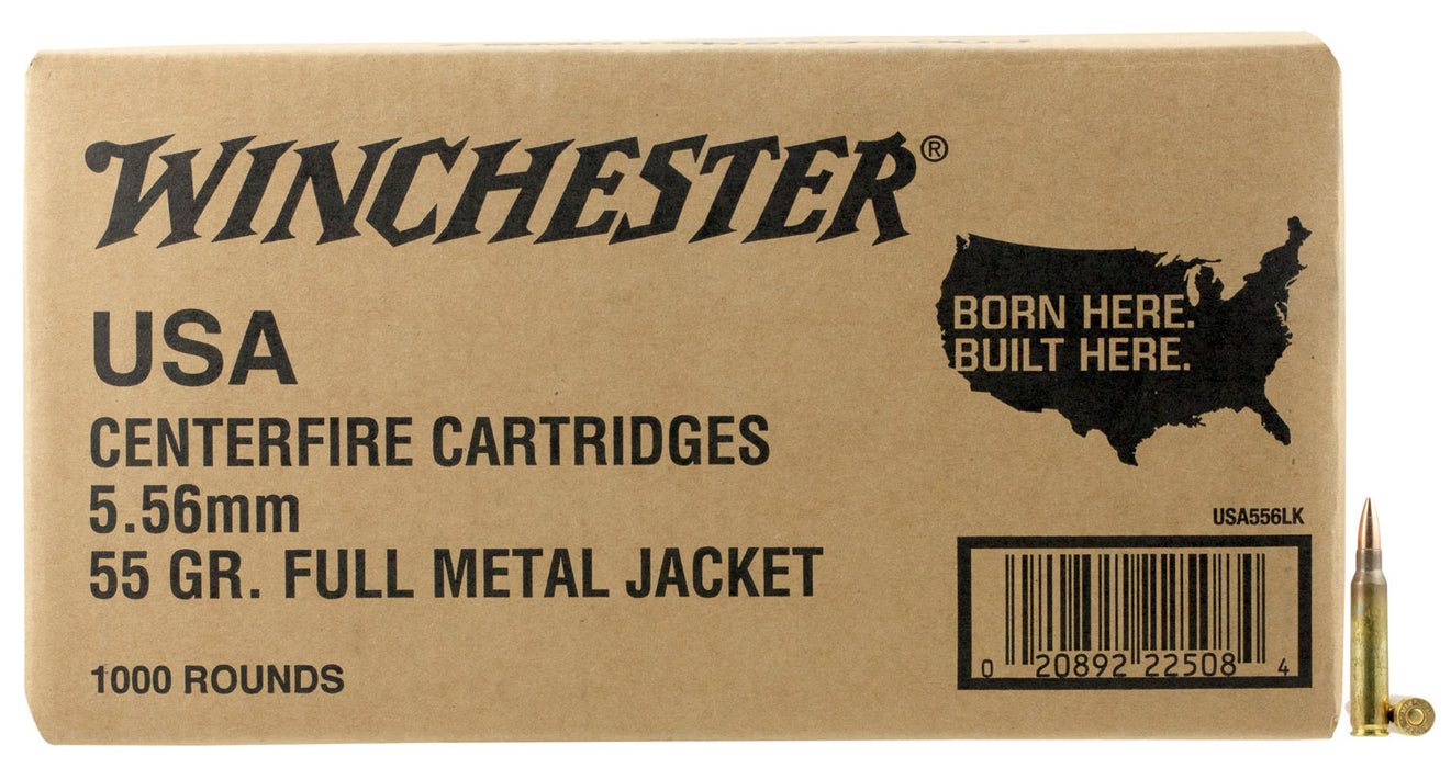 Winchester Ammo WM1931000 USA  5.56x45mm NATO 55 gr 3270 fps Full Metal Jacket (FMJ) 1000rds (Sold by Case)