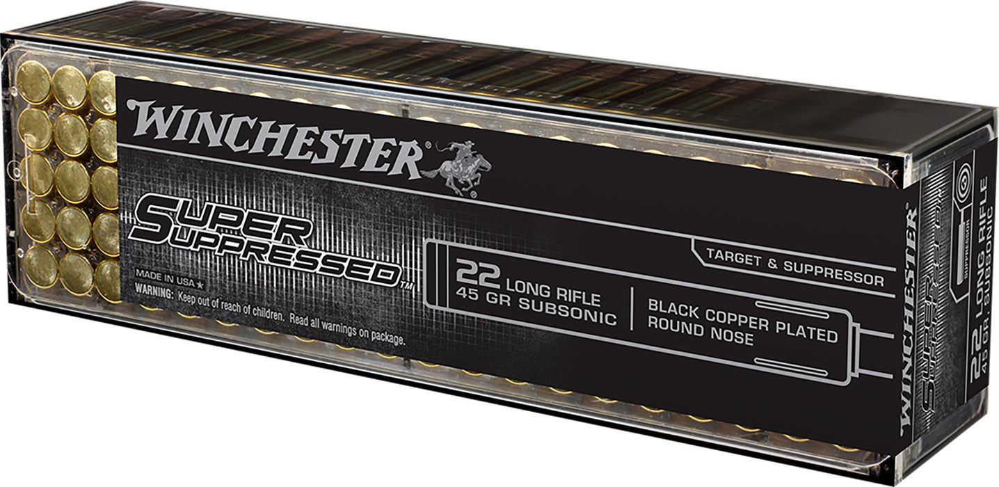 Winchester Ammo SUP22LR Super Suppressed  22 LR 45 gr Black Copper Plated Round Nose 100 Bx/20 Cs