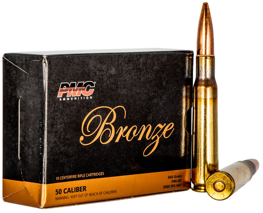 PMC 50A Bronze  50 BMG 660 gr Full Metal Jacket Boat-Tail (FMJBT) 10 Per Box/20 Cs