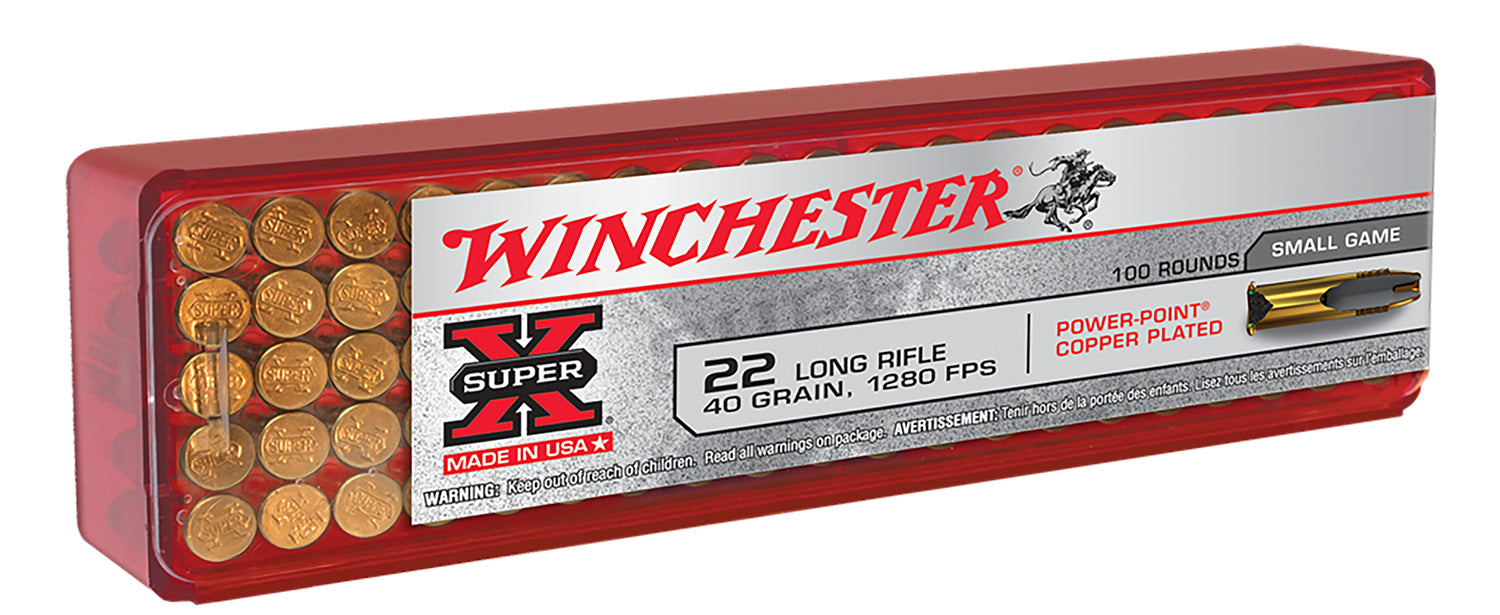 Winchester Ammo X22LRPP1 Super-X  22 LR 40 gr Power-Point Copper Plated 100 Bx/20 Cs