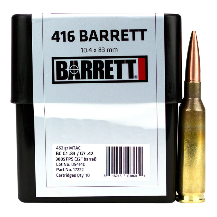 Barrett 17222 Rifle  416 Barrett 452 gr MTAC 10 Per Box/8 Cs