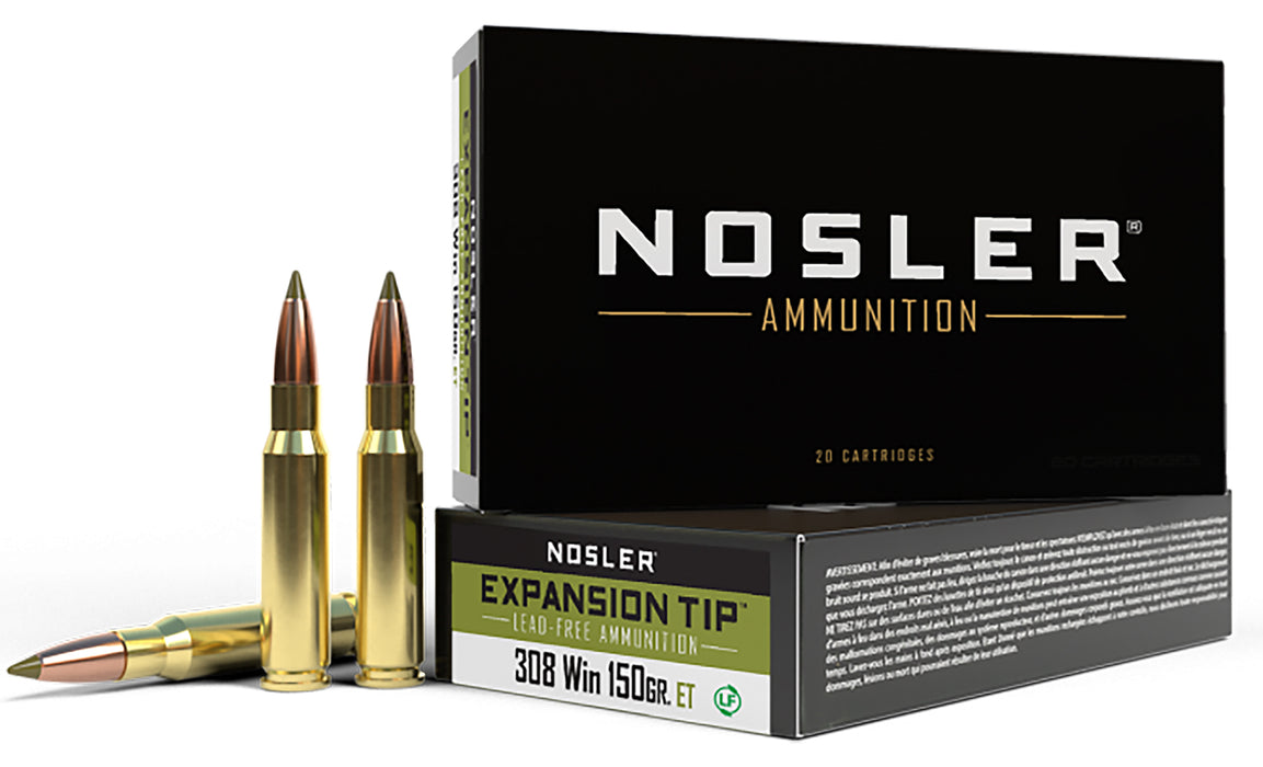 Nosler 40034 E-Tip  308 Win 150 gr 2750 fps E-Tip Lead-Free 20 Bx/10 Cs