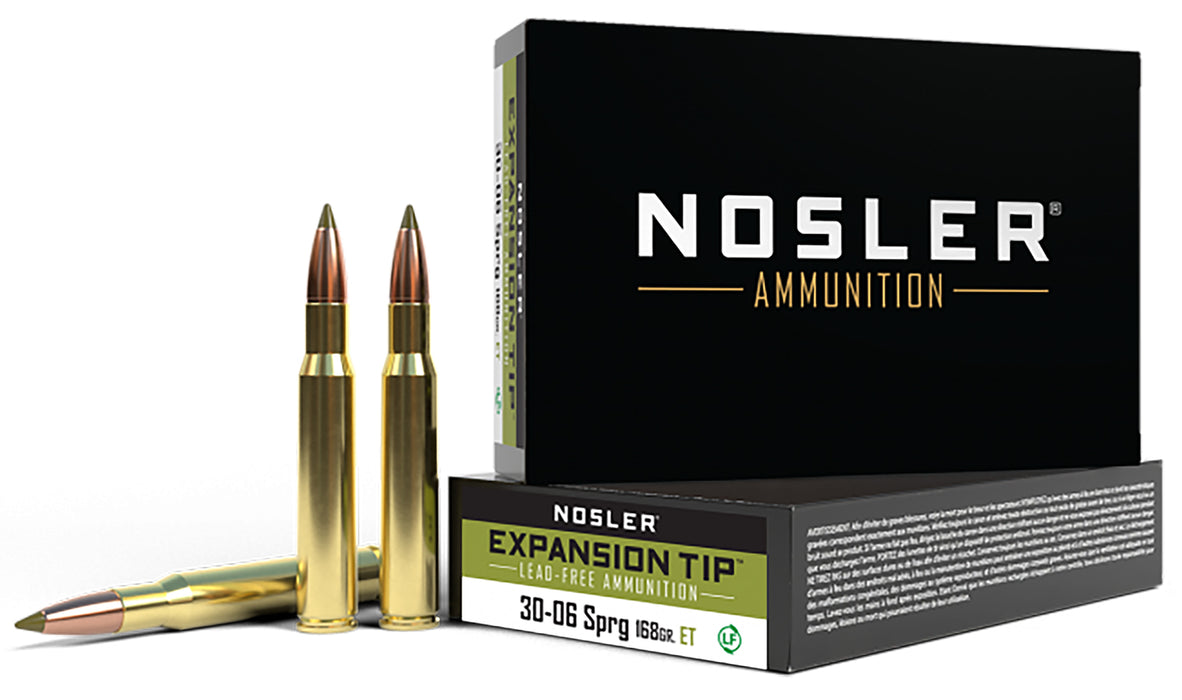 Nosler 40036 E-Tip  30-06 Springfield 168 gr 2800 fps E-Tip Lead-Free 20 Bx/10 Cs