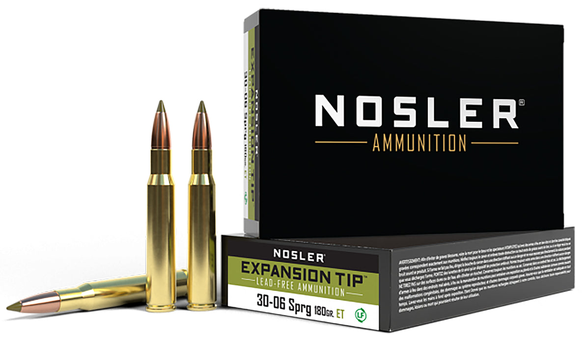 Nosler 40037 E-Tip  30-06 Springfield 180 gr 2750 fps E-Tip Lead-Free 20 Bx/10 Cs