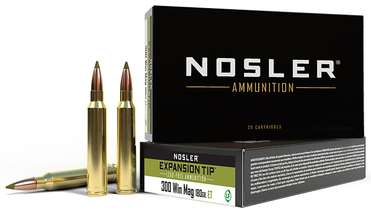 Nosler 40038 E-Tip  300 Win Mag 180 gr 2950 fps E-Tip Lead-Free 20 Bx/10 Cs