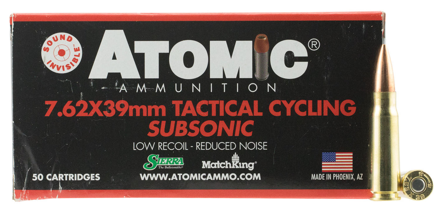 Atomic Ammunition 00474 Rifle Subsonic 7.62x39mm 220 gr Hollow Point Boat-Tail (HPBT) 50 Bx/ 10 Cs